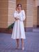Elegant White Long Sleeve A-line Cocktail Midi Dress (M, white)