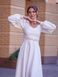 Elegant White Long Sleeve A-line Cocktail Midi Dress (M, white)