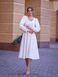 Elegant White Long Sleeve A-line Cocktail Midi Dress (M, white)