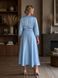 Light Blue Silk Wrap Midi Dress with Long Sleeves (L/XL, light blue)