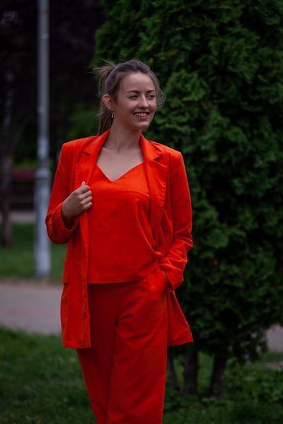 Women's linen suit 2 orange (XS/S, orange)