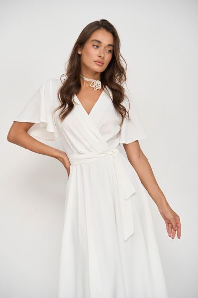 White Butterfly Sleeve Midi Summer Dress (XXL, white)