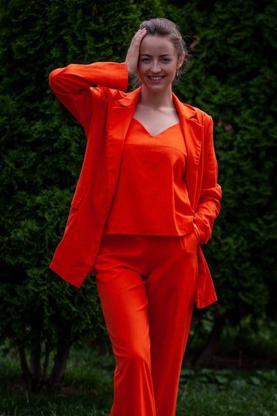 Women's linen suit 2 orange (XS/S, orange)