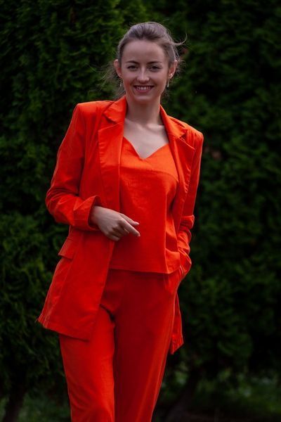 Women's linen suit 2 orange (XS/S, orange)