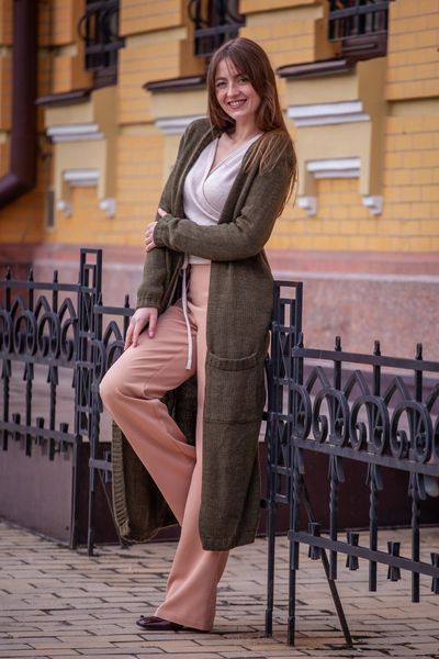 Прямі брюки бежеві з гудзиками на поясі (XS/S, Бежевий) MOO-40-445-915 фото