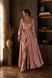 Pink color V-Neck Satin Maxi Wrap Dress with Long Sleeves (XXL, pink)