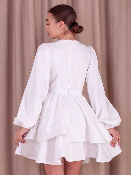 white fit and flare long sleeve dress Style 44206: Long Sleeve Beaded Lace Fit and Flare Gown