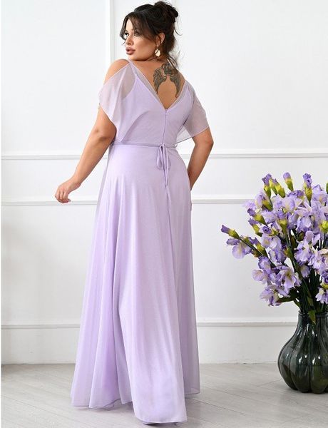 Вечірня довга шифонова сукня бузкового кольору (XL/XXL, Бузковий) FFU-40-372-527 фото