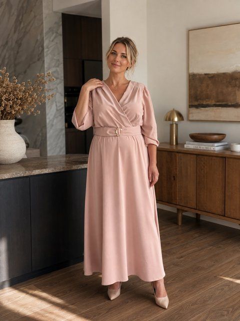 Long light dress (XL, pastel pink)