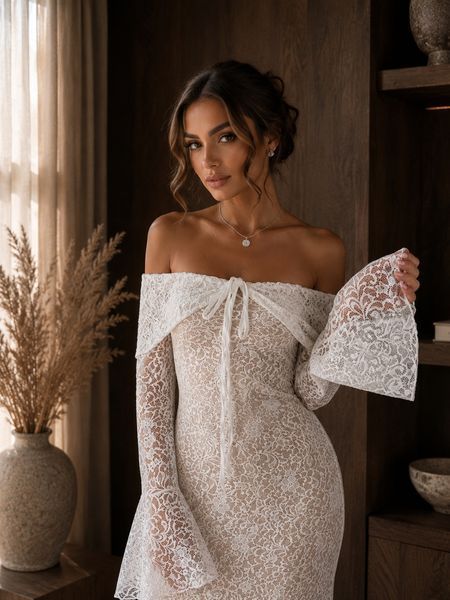 Light Sleeveless Maxi White A-line Bridal Dress guipure (S, white)