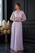 Lavender Side Slit Chiffon Maxi Dress with Sheer Sleeves (XL)