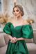 Green Off the Shoulder Prom Maxi Dress with Puff Sleeves (S/M, green)