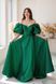 Green Off the Shoulder Prom Maxi Dress with Puff Sleeves (S/M, green)