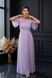 Lavender Side Slit Chiffon Maxi Dress with Sheer Sleeves (XL)
