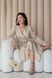 Gold Silk Midi Wrap Dress with Belt and Long Sleeves (M, gold)