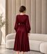 Gold Silk Midi Wrap Dress with Belt and Long Sleeves (M, gold)