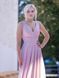 Long powder-colored chiffon evening dress with a lace-up back. (XS, pastel pink)