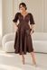 Women's Brown Midi Dress With Belt (XXL, brown)