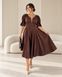 Women's Brown Midi Dress With Belt (XXL, brown)