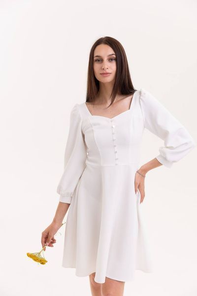 Коротка біла сукня з рукавом 3/4 та гудзиками (M, Білий) BAB-40-456-818 фото