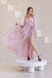 Pastel Pink Silk A-Line Maxi Dress with Long Sleeves and Double Wrap Tie Belt (XS/S, pastel pink)