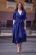 Blue Silk V-Neck Midi Dress: A-line Fit & Flare Cocktail Dress with 3/4 Sleeves (XL, blue)