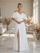 White Maxi Dress with Slit and Short Convertible Sleeves (S, white)