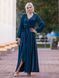 Dark blue floor-length satin evening dress (XXL, navy blue)