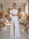 White Maxi Dress with Slit and Short Convertible Sleeves (S, white)