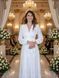 Elegant White Satin A-Line Long Sleeve Wrap Maxi Dress (M, white)