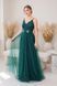 Green lace evening dress with tulle skirt (XS, green)
