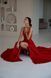 Gorgeous A-Line Satin Maxi Dress with Side Slit (XS, red)