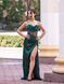 Women's Green Long Corset Dress With Spaghetti Straps (S, green)