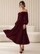 Classic burgundy midi cocktail dress with long sleeves (S, burgundy)