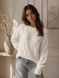 Women's Beige Oversized Patterned Knit Sweater (универсальный (S/L), white)