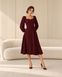 Classic burgundy midi cocktail dress with long sleeves (S, burgundy)