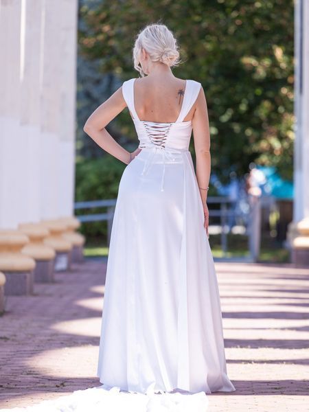 White satin evening corset dress (S, off white)