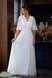 White A-Line Floor-Length Chiffon Dress with Sheer Sleeves (XXL, white)