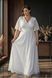 White A-Line Floor-Length Chiffon Dress with Sheer Sleeves (XXL, white)