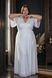 White A-Line Floor-Length Chiffon Dress with Sheer Sleeves (XXL, white)