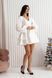 White Fit & Flare V-Neck Short Cocktail Dress with Long Lantern Sleeves (S, white)