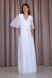 White A-Line Floor-Length Chiffon Dress with Sheer Sleeves (XXL, white)