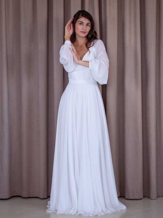 maxi white chiffon dress White Chiffon Maxi Dress, Flowy Party Dress