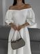 Puff Sleeve Square Neck White Midi Dress for Autumn Wedding Guests (XS/S, white)