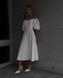 Puff Sleeve Square Neck White Midi Dress for Autumn Wedding Guests (XS/S, white)