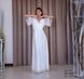 White A-Line Floor-Length Chiffon Dress with Sheer Sleeves (XXL, white)