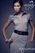 Gray office shirt with short puff sleeves (S, grey)