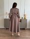 Мocha color Silk Wrap Midi Dress with 3/4 Sleeves - Ideal forl Parties and Wedding Guests (L/XL, coffee)