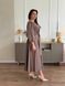 Мocha color Silk Wrap Midi Dress with 3/4 Sleeves - Ideal forl Parties and Wedding Guests (L/XL, coffee)