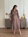 Мocha color Silk Wrap Midi Dress with 3/4 Sleeves - Ideal forl Parties and Wedding Guests (L/XL, coffee)